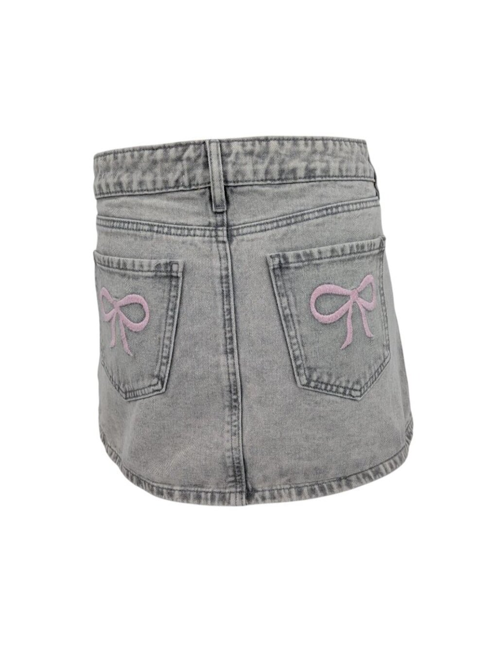 Denim Micro Mini Skirt Embroidered Bow Coquette Y2K Ballet Concert Pockets 7/28